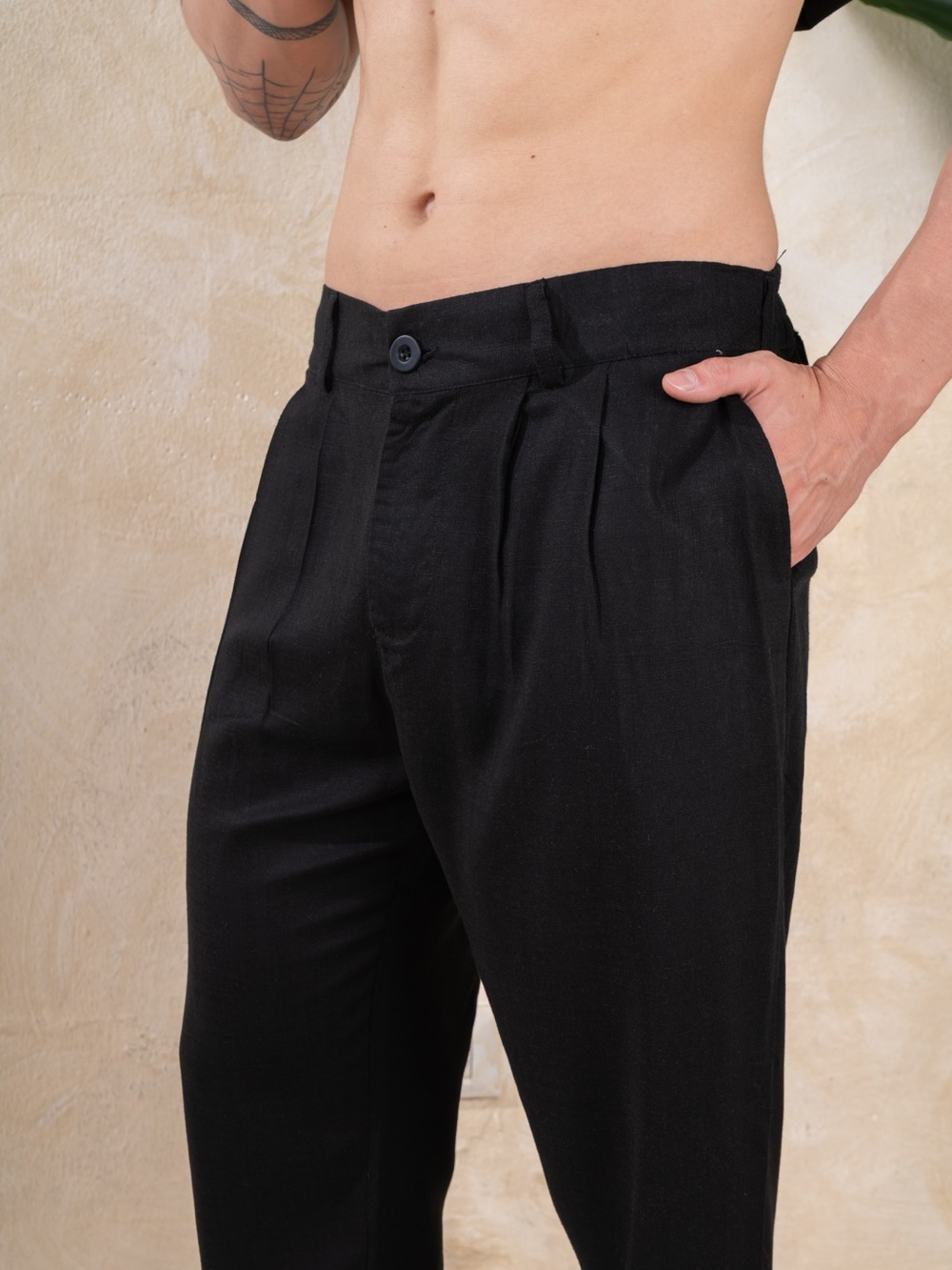 Men’s Black Linen Set | Resort Vacation Beach Outfit - Picture 4 of 8